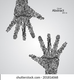 Circuit board shape of hand palm eps10, vector elegant illustration