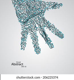 Circuit board shape of hand palm eps10, vector elegant illustration