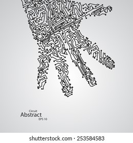 Circuit board shape of hand palm eps10, vector elegant illustration