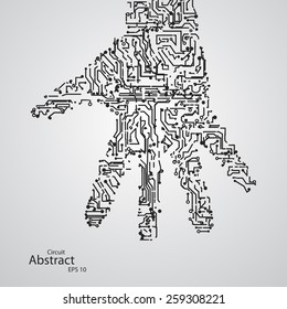 Circuit board shape of hand palm eps10, vector elegant illustration