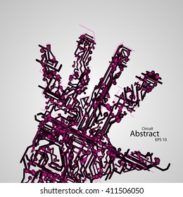 Circuit board shape of hand palm eps10, vector elegant illustration