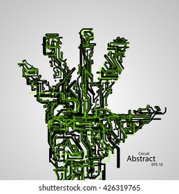 Circuit board shape of hand palm eps10, vector elegant illustration