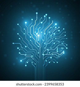 Circuit board in the shape of a tree. Abstract technology illustration. Graphic concept for your design