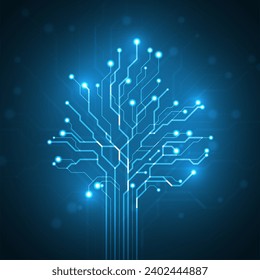 Circuit board in the shape of a tree. Abstract technology illustration. Graphic concept for your design