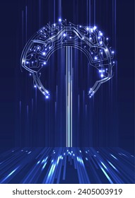 Circuit board in the shape of a tree. Abstract technology illustration. Graphic concept for your design