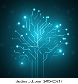 Circuit board in the shape of a tree. Abstract technology illustration. Graphic concept for your design