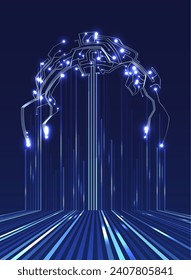 Circuit board in the shape of a tree. Abstract technology illustration. Graphic concept for your design