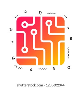 Circuit board sign icon. Technology scheme square symbol. Colorful geometric shapes. Gradient technology icon design.  Vector