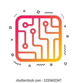 Circuit board sign icon. Technology scheme square symbol. Colorful geometric shapes. Gradient technology icon design.  Vector
