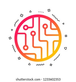 Circuit board sign icon. Technology scheme circle symbol. Colorful geometric shapes. Gradient circuit board icon design.  Vector