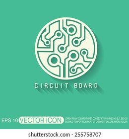 Circuit board sign icon. Technology scheme symbol. 