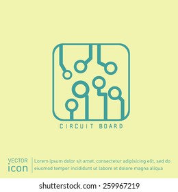 Circuit board sign icon. Technology scheme symbol. 