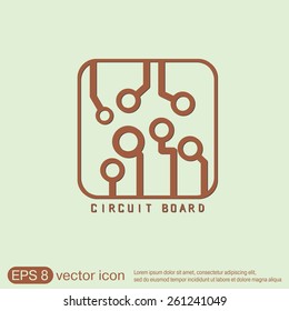 Circuit board sign icon. Technology scheme symbol. 