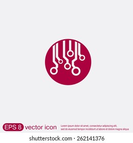 Circuit board sign icon. Technology scheme symbol. 