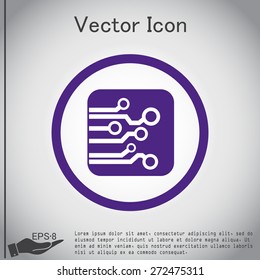 Circuit board sign icon. Technology scheme symbol. 