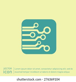 Circuit board sign icon. Technology scheme symbol. 