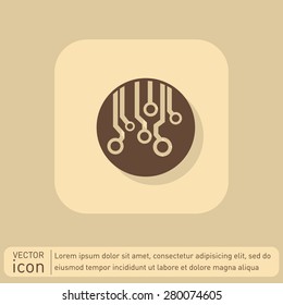 Circuit board sign icon. Technology scheme symbol. 