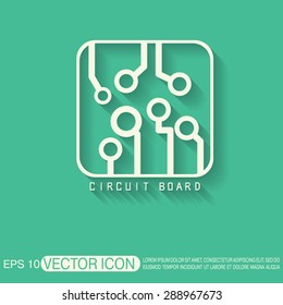 Circuit board sign icon. Technology scheme symbol. 