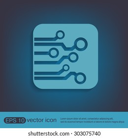 Circuit board sign icon. Technology scheme symbol. 