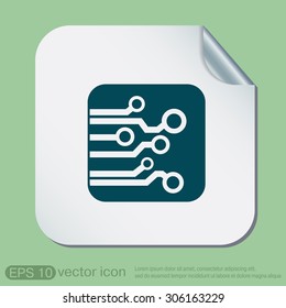 Circuit board sign icon. Technology scheme symbol. 