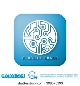 Circuit board sign icon. Technology scheme symbol. 