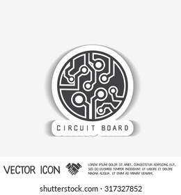 Circuit board sign icon. Technology scheme symbol. 