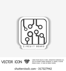 Circuit board sign icon. Technology scheme symbol. 