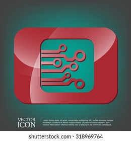 Circuit board sign icon. Technology scheme symbol. 