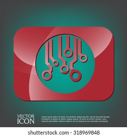Circuit board sign icon. Technology scheme symbol. 
