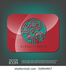 Circuit board sign icon. Technology scheme symbol. 
