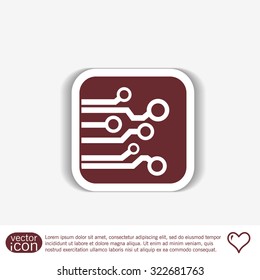 Circuit board sign icon. Technology scheme symbol. 