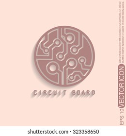 Circuit board sign icon. Technology scheme symbol. 