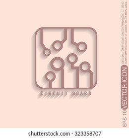 Circuit board sign icon. Technology scheme symbol. 