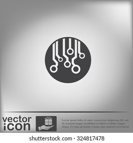 Circuit board sign icon. Technology scheme symbol. 
