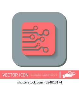 Circuit board sign icon. Technology scheme symbol. 