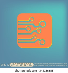 Circuit board sign icon. Technology scheme symbol. 