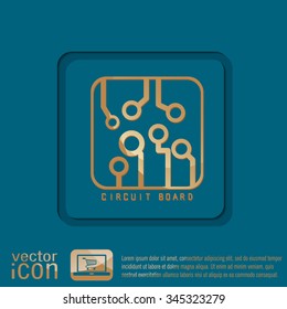 Circuit board sign icon. Technology scheme symbol. 