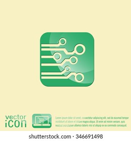 Circuit board sign icon. Technology scheme symbol. 