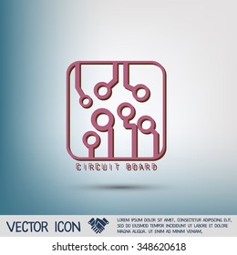 Circuit board sign icon. Technology scheme symbol. 