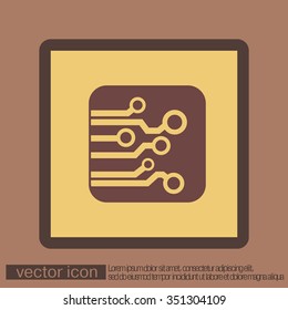 Circuit board sign icon. Technology scheme symbol. 
