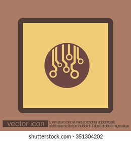 Circuit board sign icon. Technology scheme symbol. 