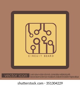 Circuit board sign icon. Technology scheme symbol. 