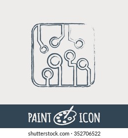 Circuit board sign icon. Technology scheme symbol. 