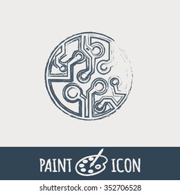 Circuit board sign icon. Technology scheme symbol. 