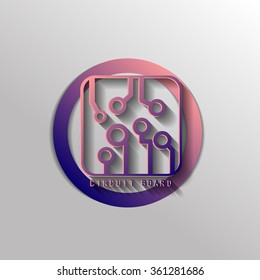 Circuit board sign icon. Technology scheme symbol. 