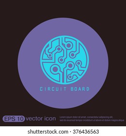 Circuit board sign icon. Technology scheme symbol. 