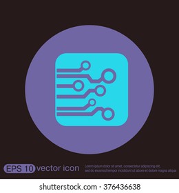 Circuit board sign icon. Technology scheme symbol. 