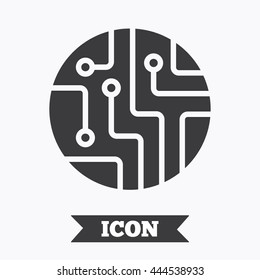 Circuit board sign icon. Technology scheme circle symbol. Graphic design element. Flat circuit board symbol on white background. Vector