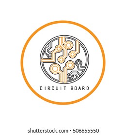 Circuit board sign icon. Technology scheme symbol. 