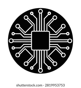 Circuit Board silhouette vector art illustration and minimal black and white design